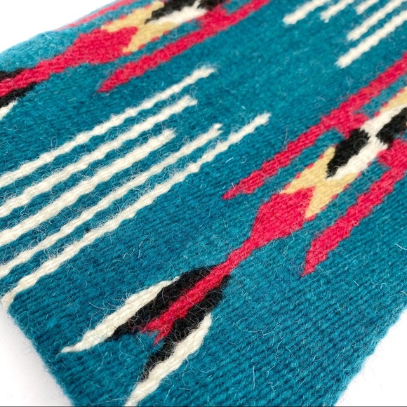 Turquoise Chimayo Style Wool Clutch Purse - Picture 10 of 13